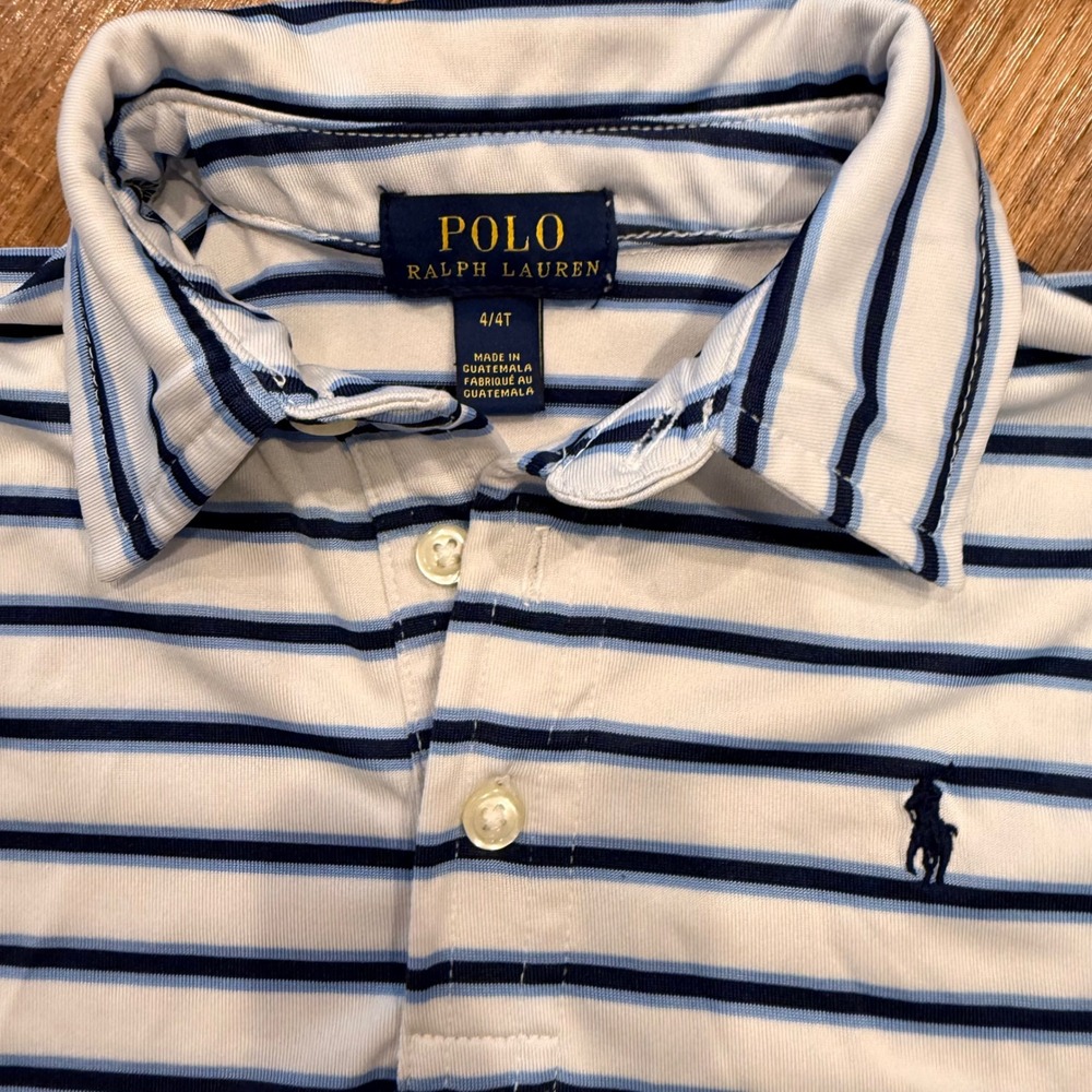 Polo Ralph Lauren Kids Shirts Bundle 5pc Size 4T Orange White Striped Polos Tees - Picture 6 of 16